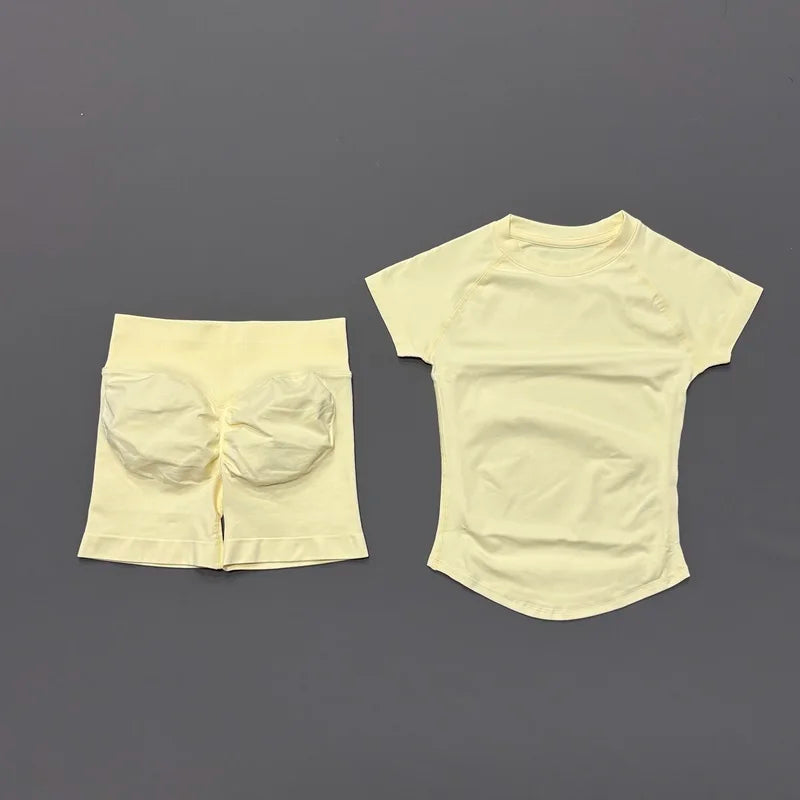 2 Piece Seamless Yoga Top and Shorts Set