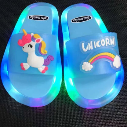 Kids Cartoon Unicorn Light Up Slippers for Boys & Girls