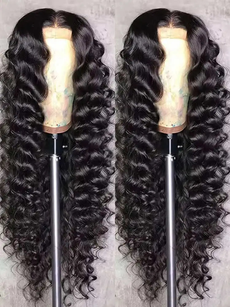 Women's 40 to 42 Inch 250% Density Loose Deep Wave HD Lace Front Human Hair Wig