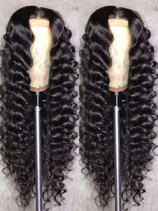 Women's 40 to 42 Inch 250% Density Loose Deep Wave HD Lace Front Human Hair Wig