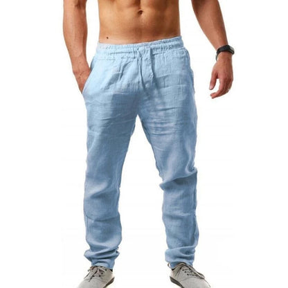 Men's Linen Cotton Wide Leg Casual Pants