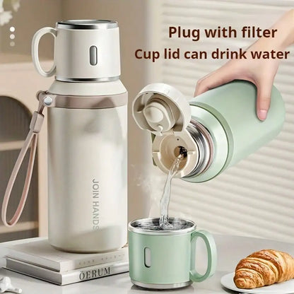 304 Stainless Steel Vacuum Insulated Thermos Bottle with Carry Strap