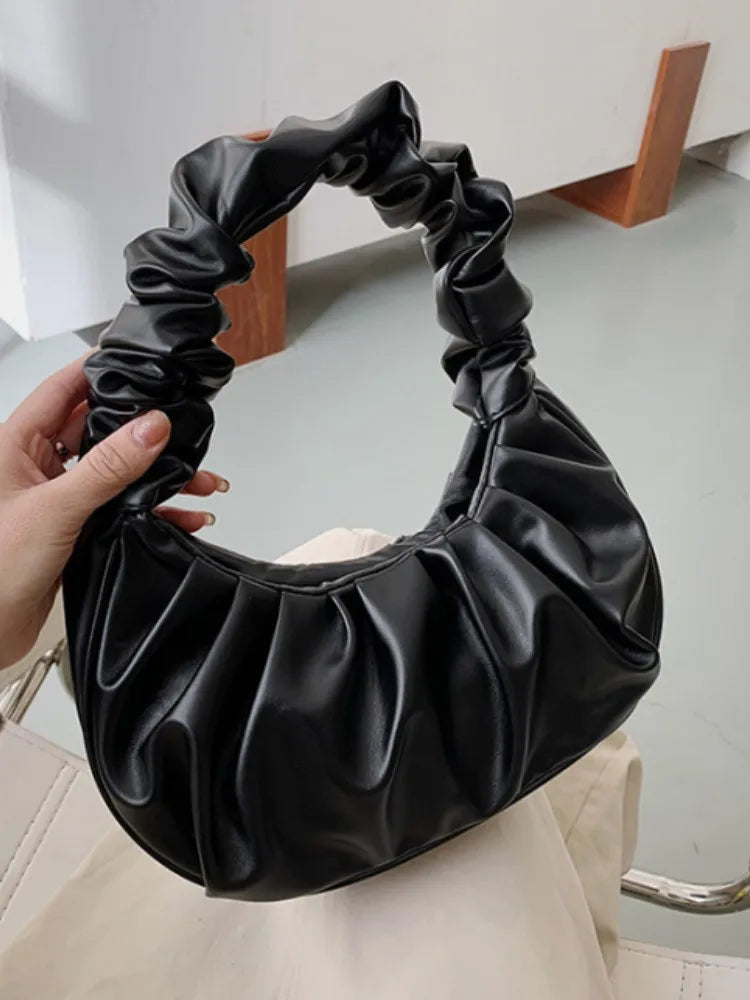 Women’s Pleated PU Cloud Shoulder Bag Lightweight Handbag