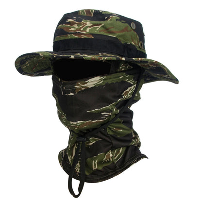 2 Piece Men's Wide Brim Boonie Hat and Balaclava Set