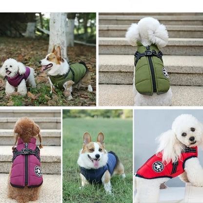 Large Dog Winter Jacket with Harness Waterproof Warm Coat for Dogs
