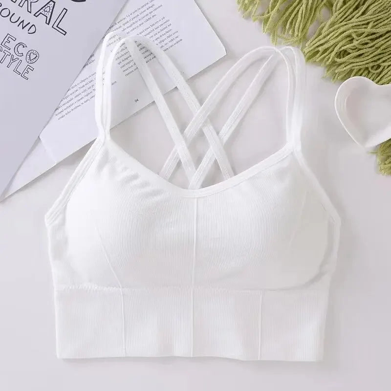 Women's Back Cross Strap Push Up Sports Bra