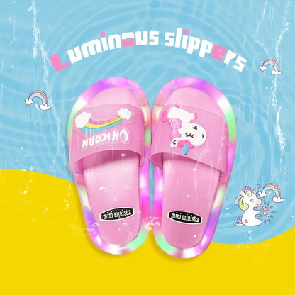 Kids Cartoon Unicorn Light Up Slippers for Boys & Girls