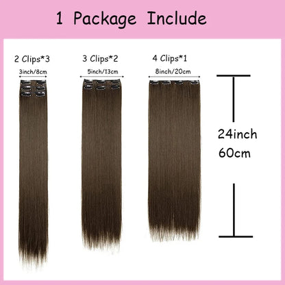 WIGSIN Women's 6 Piece Long Straight Clip In Hair Extensions