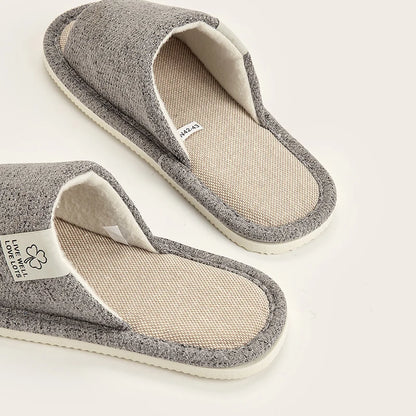 Linen Open Toe House Slippers for Men & Women Breathable Indoor Shoes