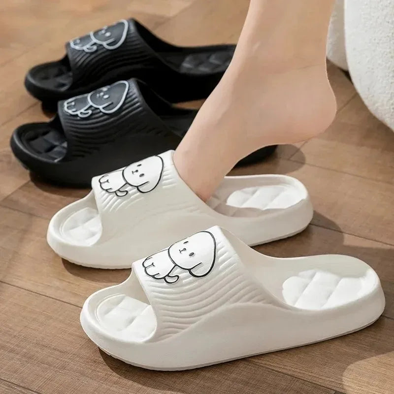 Cute Couple EVA Pillow Slippers Soft Sole Non Slip Bathroom Shoes