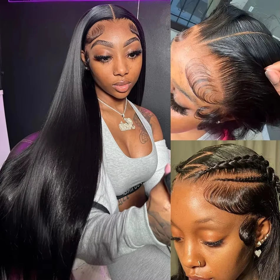 Women's 36 to 40 Inch Brazilian Bone Straight HD Lace Front Human Hair Wig