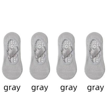 1 or 4 Pairs Women's Anti Slip Yoga Pilates Socks