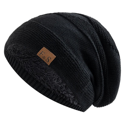 Unisex Faux Fur Lined Slouchy Winter Beanie