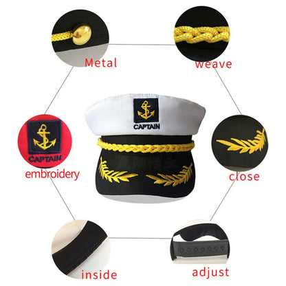 Unisex Adjustable Yacht Captain Sailor Hat