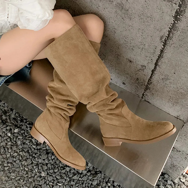 Arden Furtado Women's Brown Suede Slouchy Knee High Boots