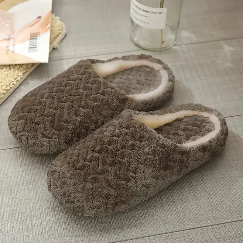Unisex Fluffy Anti Slip Indoor Winter Slippers