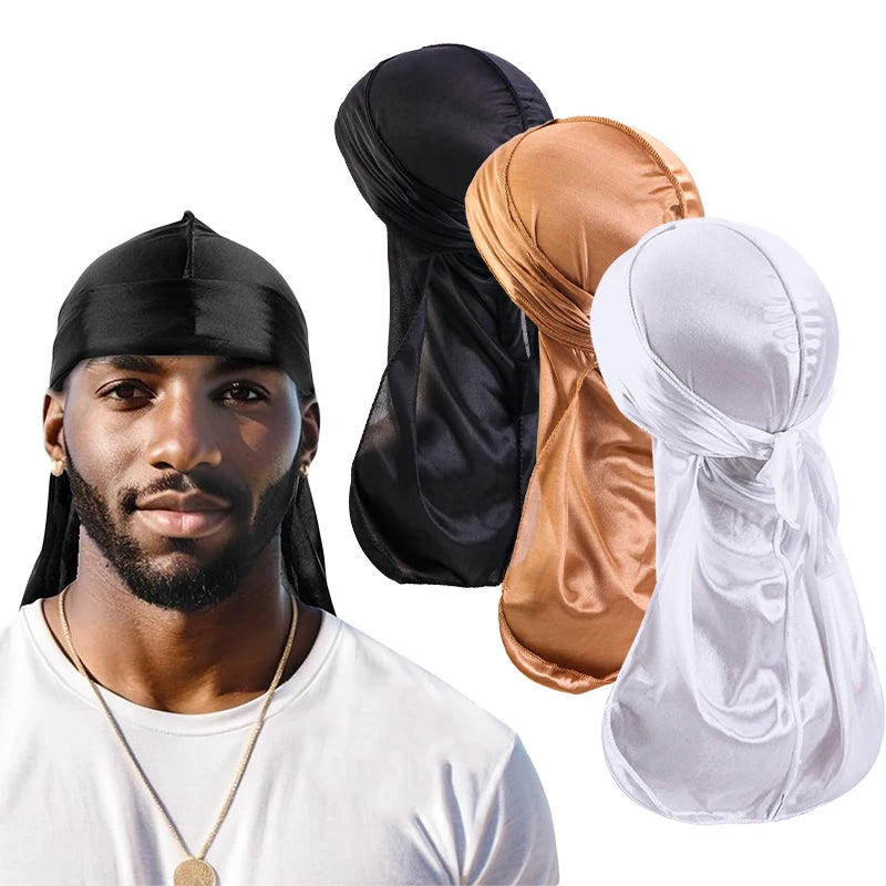 Unisex Silky Long Tail Durag Headwrap