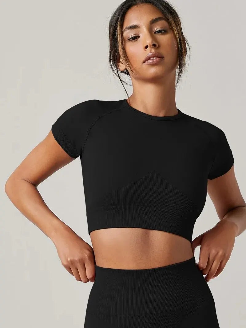 Women's Seamless Short Sleeve Yoga Fitness Top