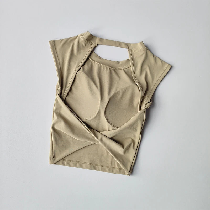 Women's Backless Padded Quick Dry Yoga Crop Top