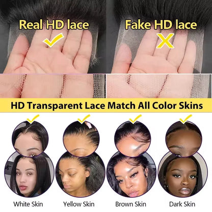 Women's 40 Inch 250% Density Body Wave HD Lace Front Human Hair Wig