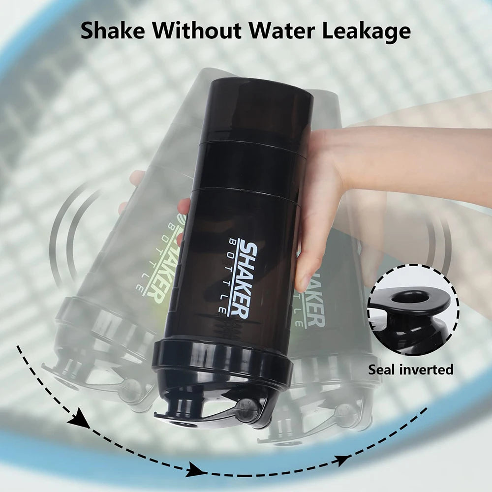 3 Layer Protein Shaker Bottle with Storage Compartments