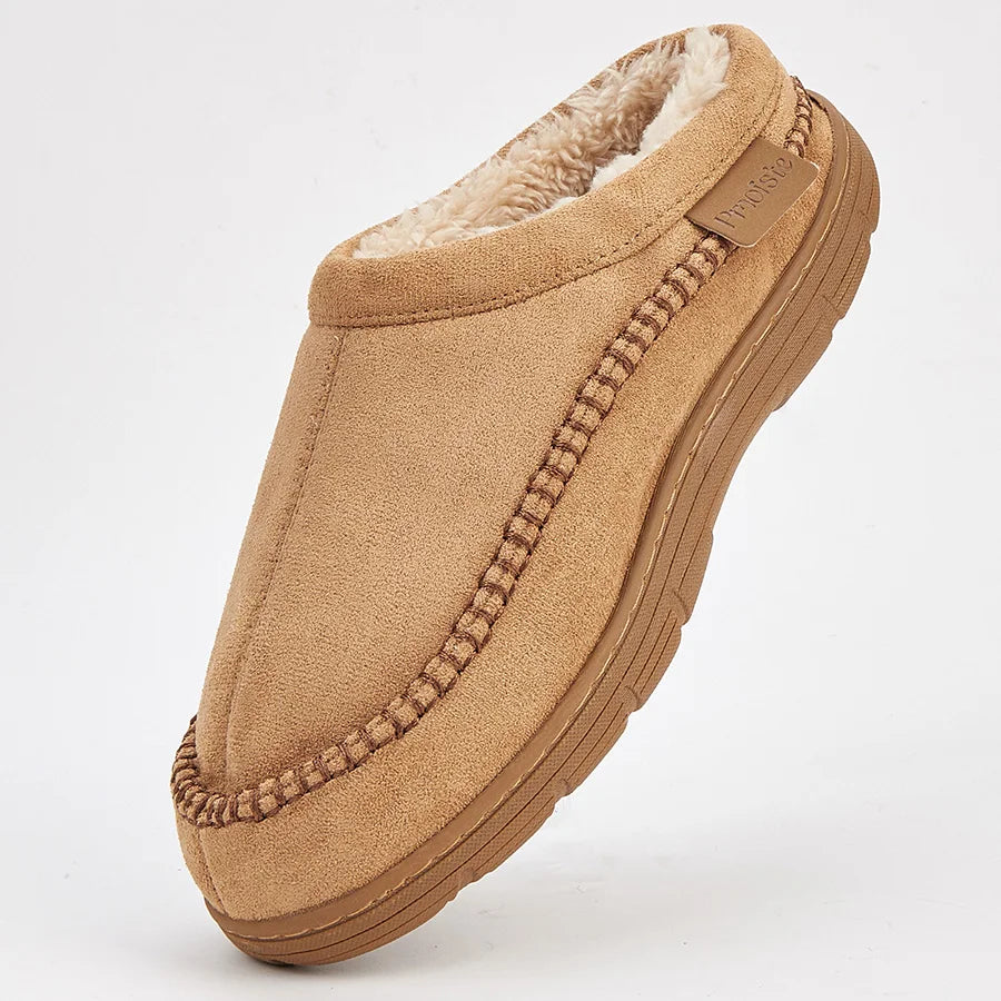 Men’s Suede Winter Slippers with Memory Foam & Non Slip TPR Sole