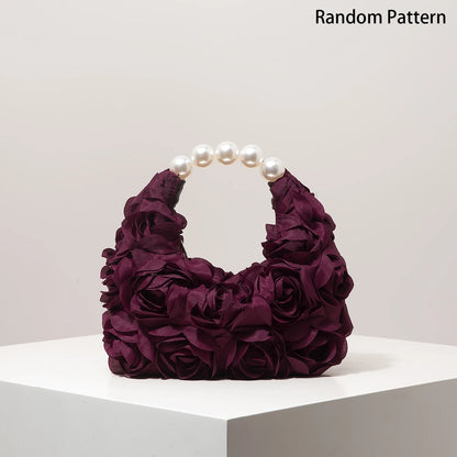 Floral Pearl Evening Clutch Bag for Women Wedding Party Prom Accessories