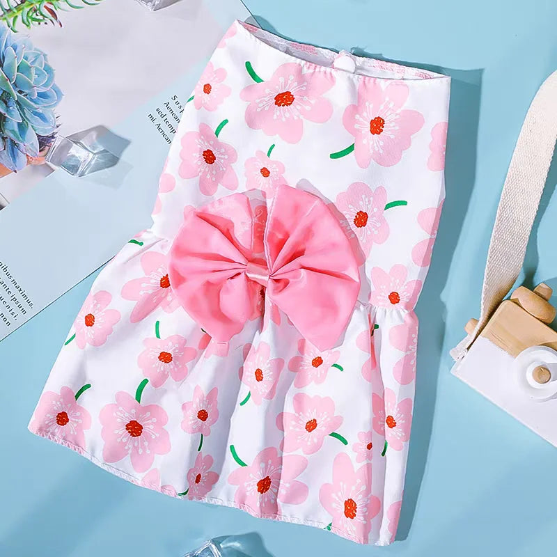 Cute Princess Dress with Bow for Small & Medium Dogs & Cats