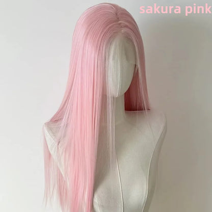 26 Inch Light Pink Straight Lace Front Wig
