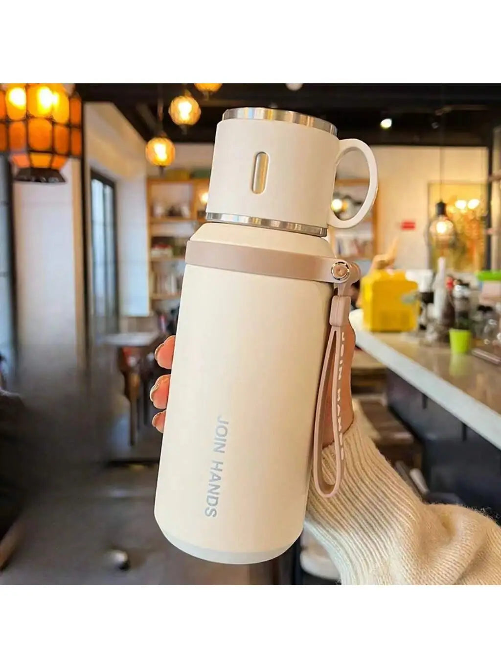 304 Stainless Steel Vacuum Insulated Thermos Bottle with Carry Strap