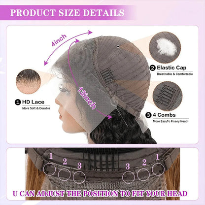 Women's 30 Inch Honey Blonde Highlight Body Wave Human Hair Lace Front Wig