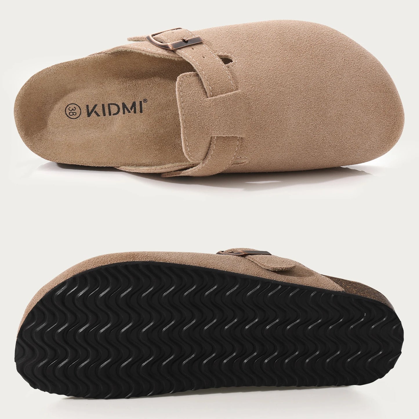 Litfun Women's Cork Suede Clog Mules with Arch Support