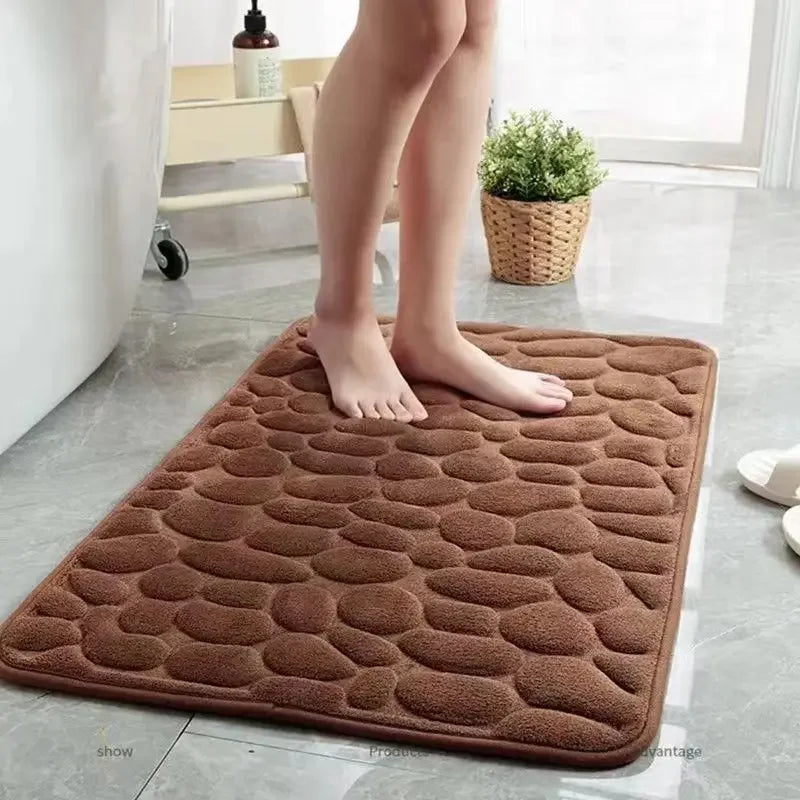 3D Cobblestone Non Slip Absorbent Bathroom Mat Quick Dry Doormat