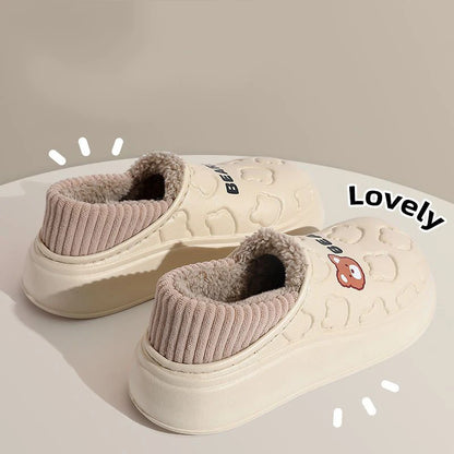 Waterproof Plush Winter Slippers for Men & Women Warm Non Slip Home Shoes