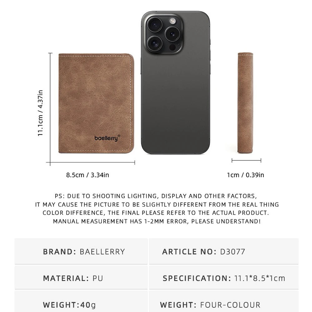 Baellerry Men's PU Leather Minimalist Money Clip Wallet