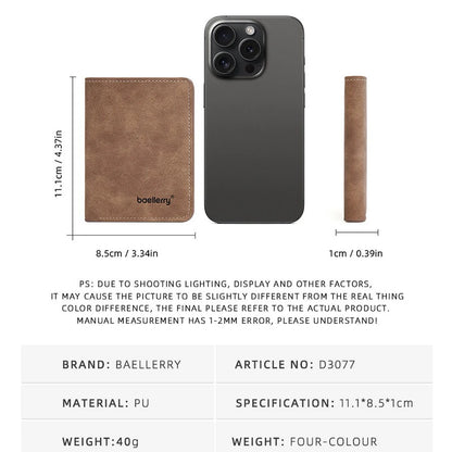 Baellerry Men's PU Leather Minimalist Money Clip Wallet