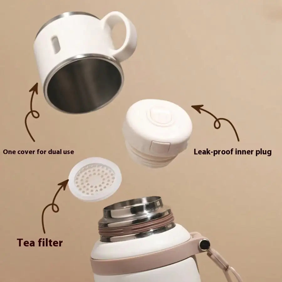 304 Stainless Steel Vacuum Insulated Thermos Bottle with Carry Strap