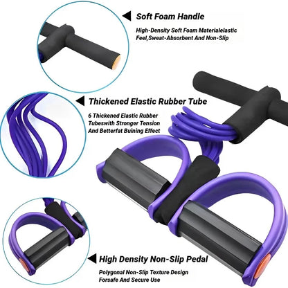 4 Tube Pedal Resistance Band for Full Body Training