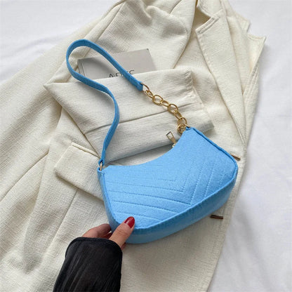 Mini Felt Crescent Shoulder Bag for Women Fashion Handbag