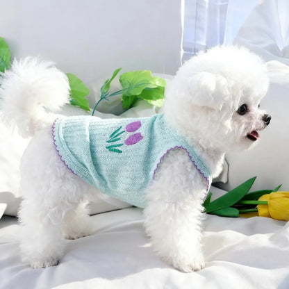Floral Embroidered Summer Suspender Vest for Small & Medium Dogs & Cats
