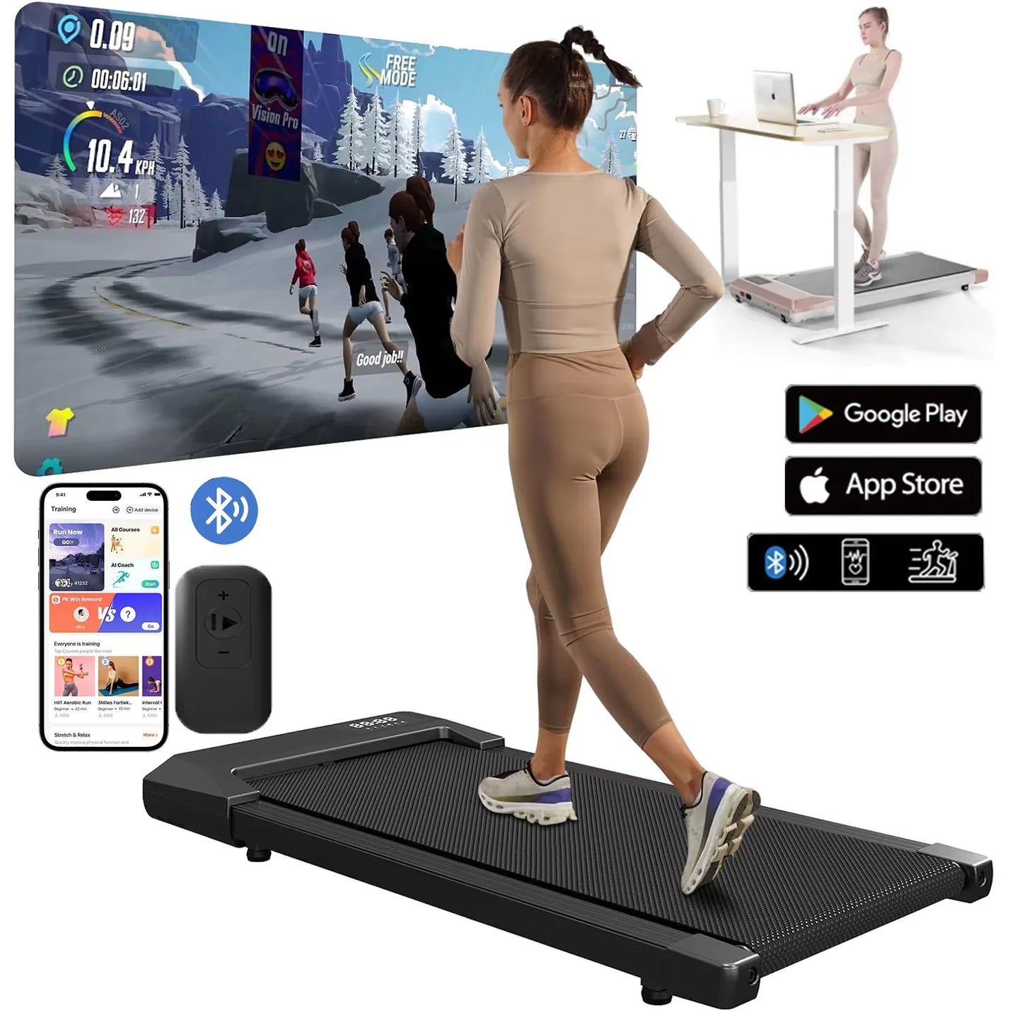 2 in 1 2.5HP Folding Treadmill and Walking Pad