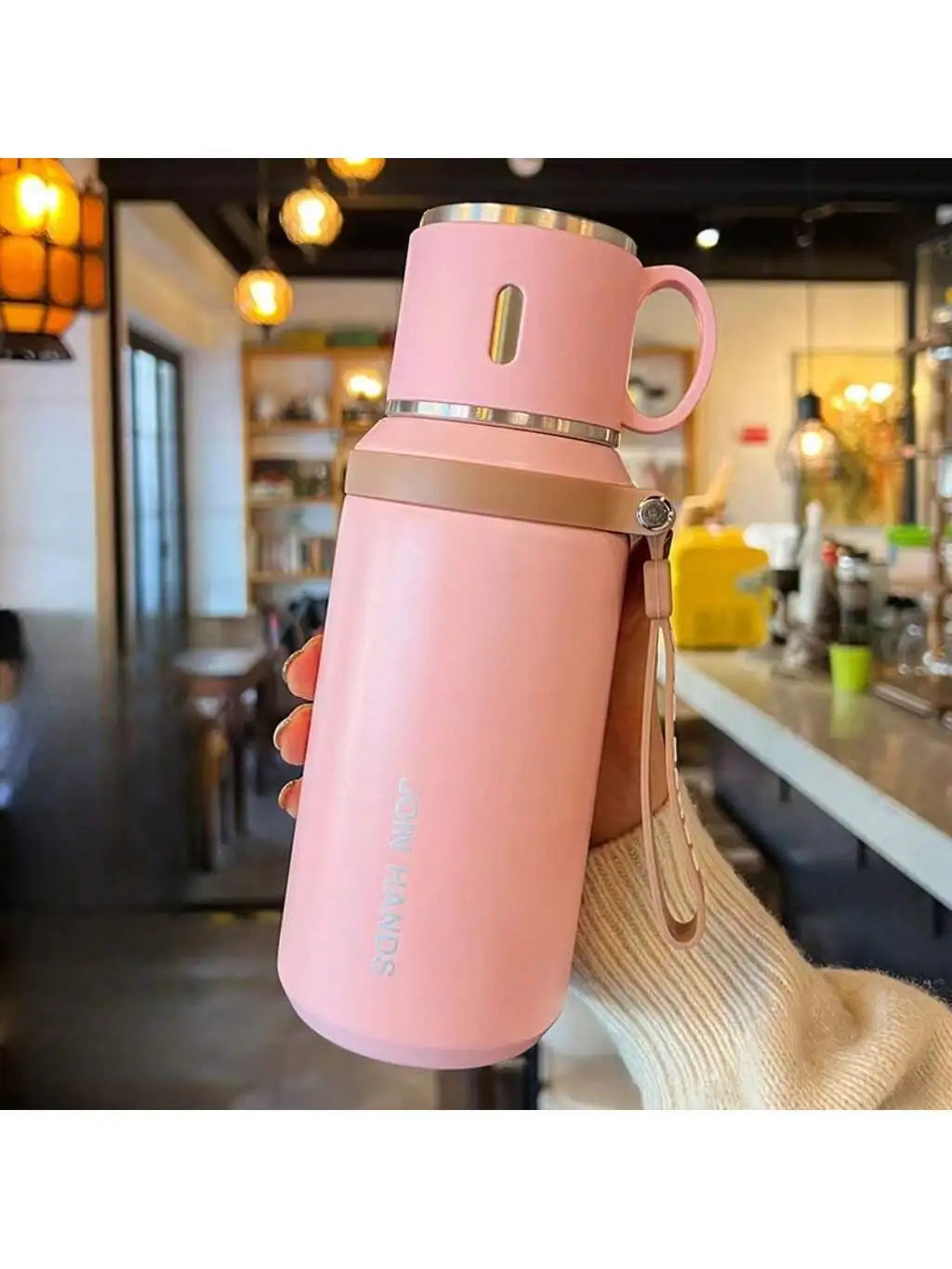 304 Stainless Steel Vacuum Insulated Thermos Bottle with Carry Strap