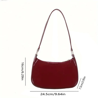 Red Patent Leather Underarm Shoulder Bag for Women