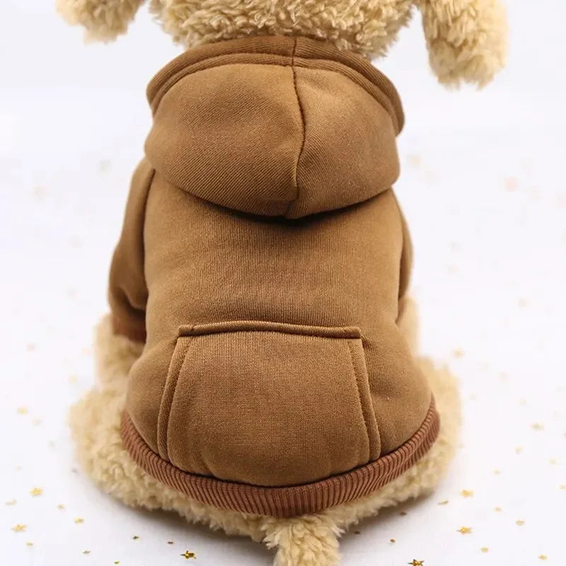 Thick Warm Hooded Sweater for Small Dogs Autumn Winter Pet Clothing