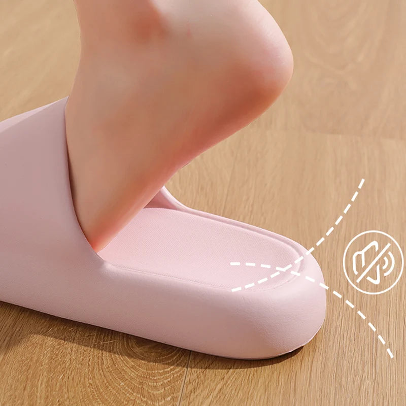 Unisex Cloud Cushion Bathroom Slides Thick Sole Non Slip Slippers
