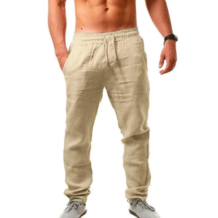 Men's Linen Cotton Wide Leg Casual Pants