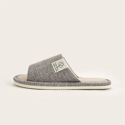 Unisex Breathable Linen Open Toe Home Slippers