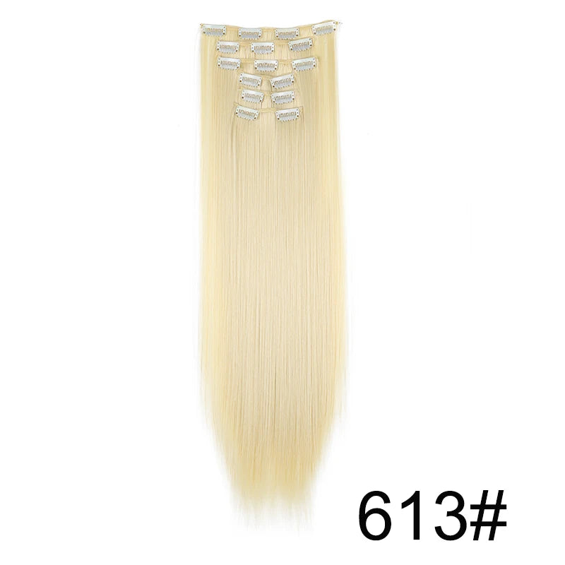 WIGSIN Women's 6 Piece Long Straight Clip In Hair Extensions