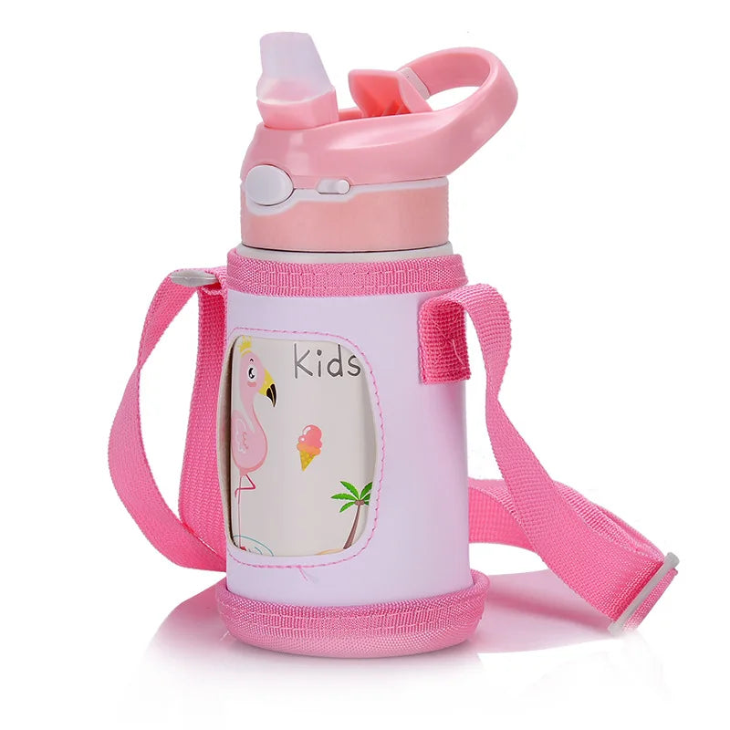 400ml Kids 316 Stainless Steel Thermos Bottle with Straw