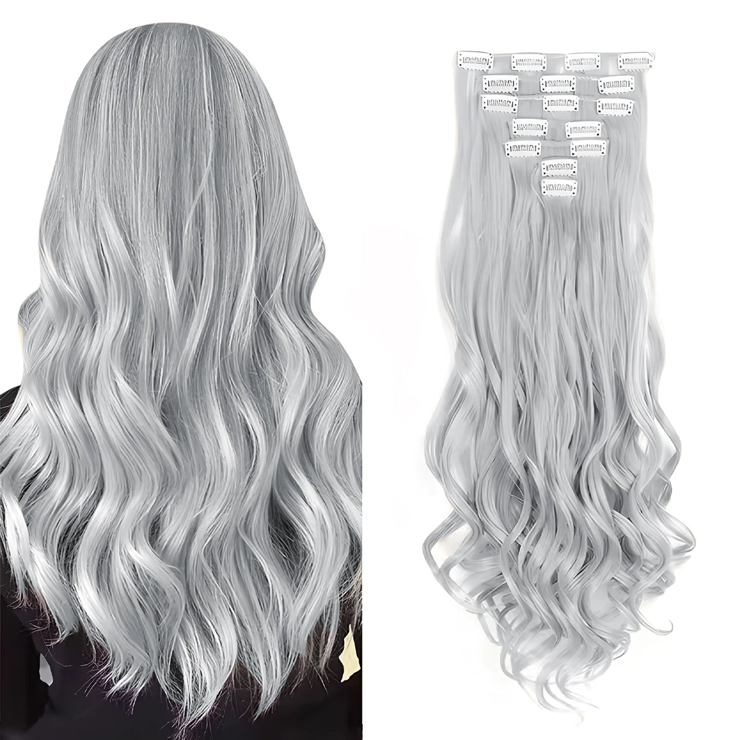 22 Inch Curly Wavy Clip In Hair Extensions 7PCS